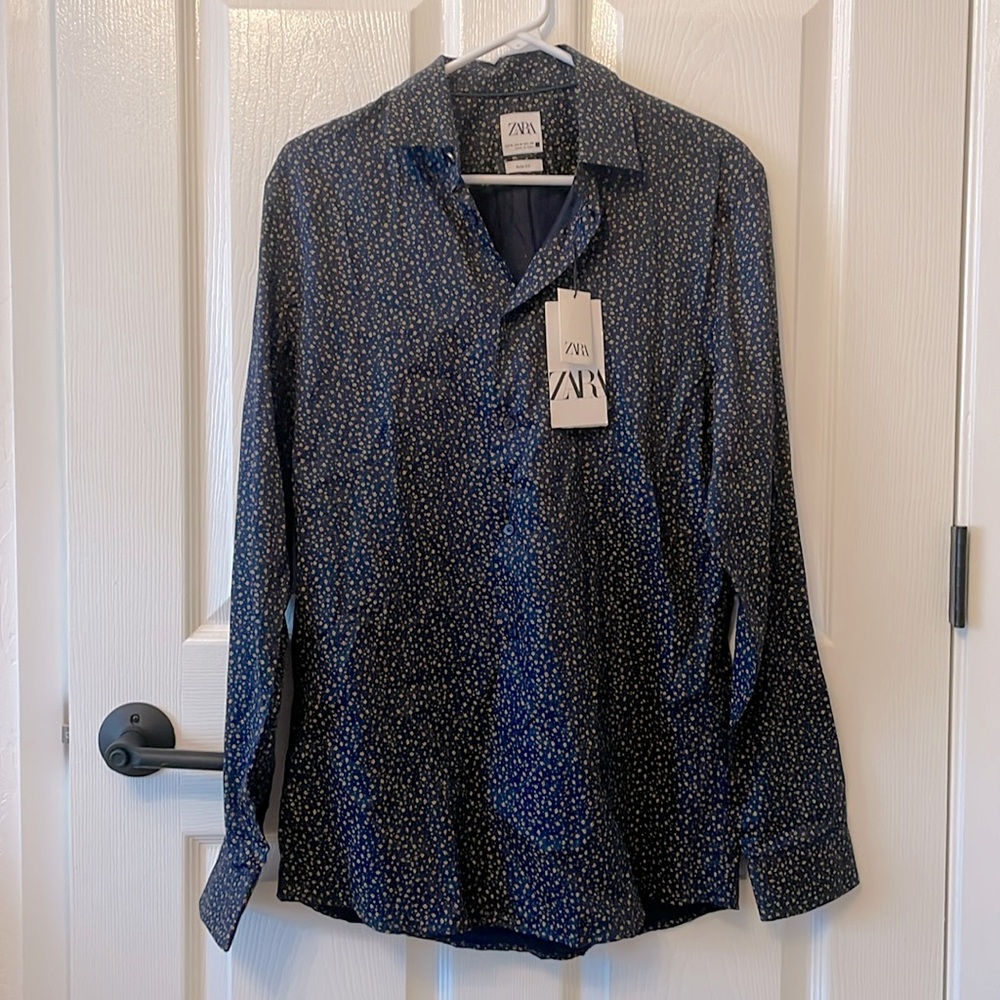 ZARA floral 3/4 Button Up